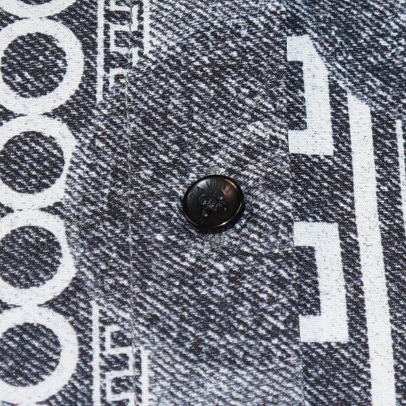 PAVINI Gray Long Sleeve Button Front Geometric Baroque Pattern Shirt Sz XXL - Picture 4 of 7